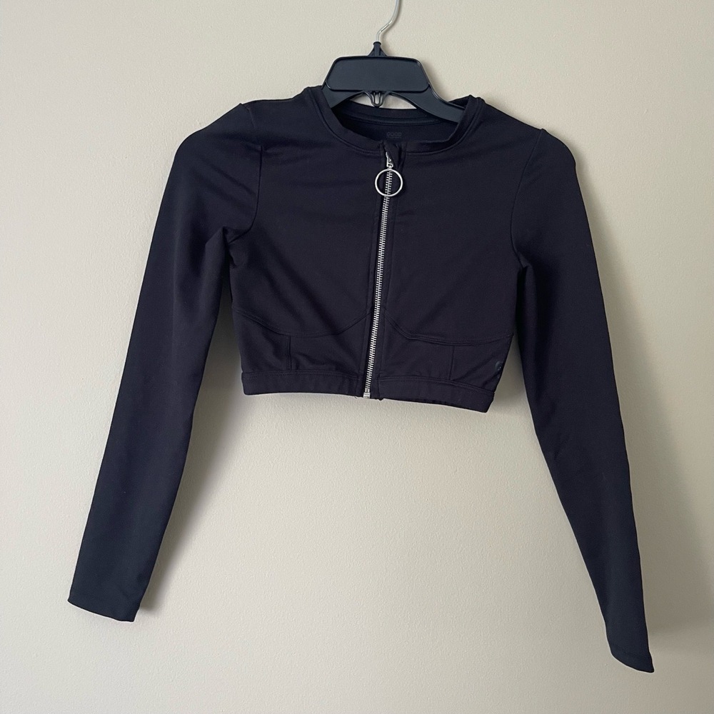 Good American Jacket Womens Large Black Cropped ZipUp Long Sleeves Streetwear - Picture 3 of 7